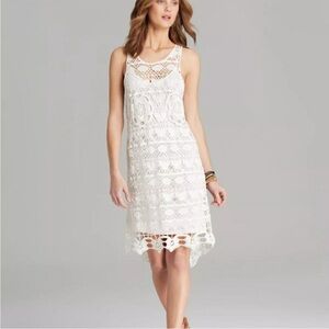 Free People Mystical Chemical Crochet Dress in Ivory Sz L **no slip**